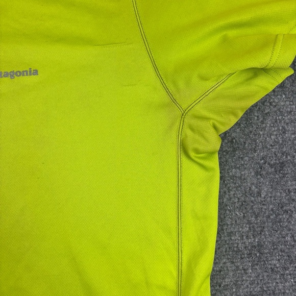 PATAGONIA Mens Neon Green Short Sleeve Fore Runner Shirt size: Large - Picture 5 of 11